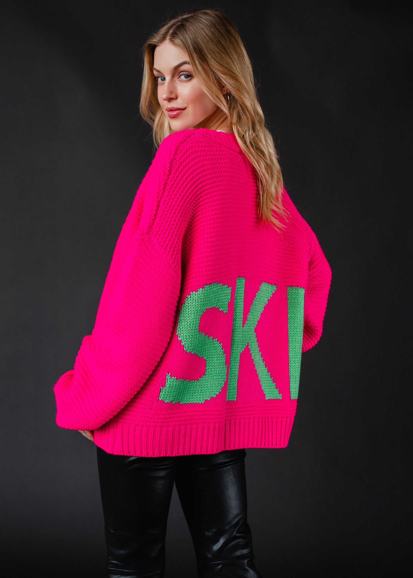 Bright Pink Ski Knit Cardigan