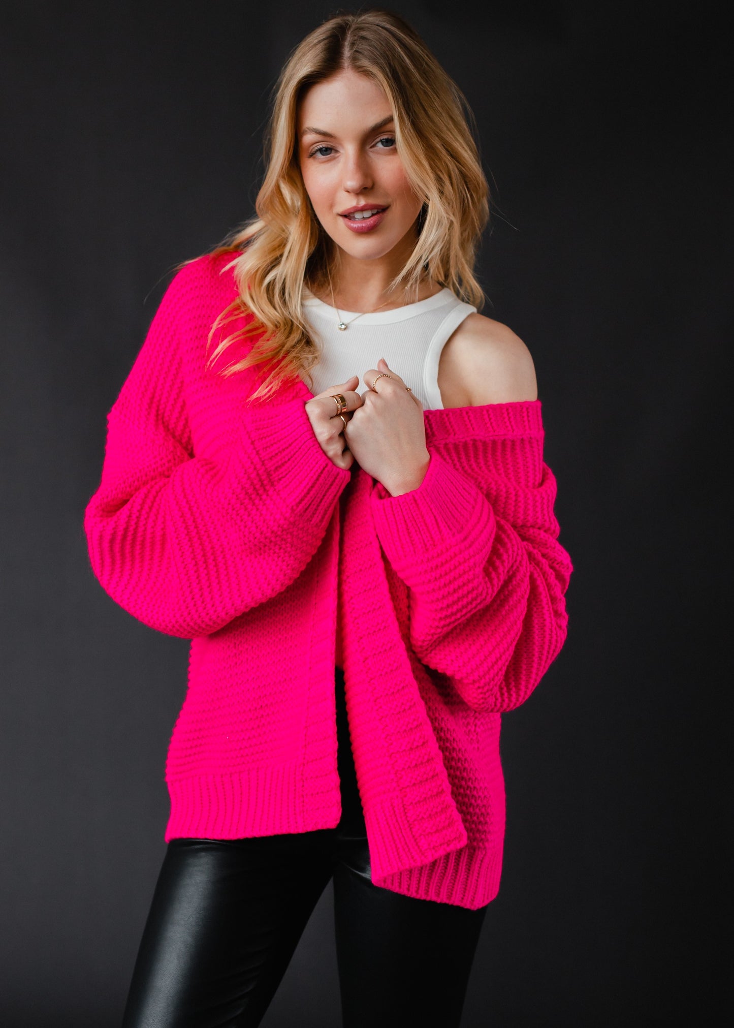 Bright Pink Ski Knit Cardigan