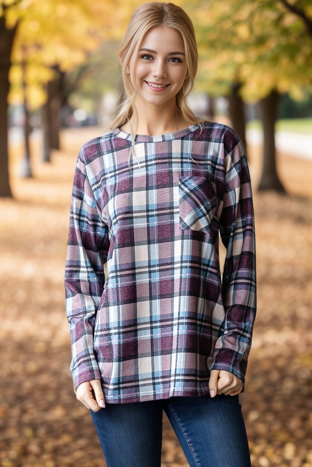 Plaid All Over Long Sleeve Top  * LAS VEGAS LIVE PREORDER