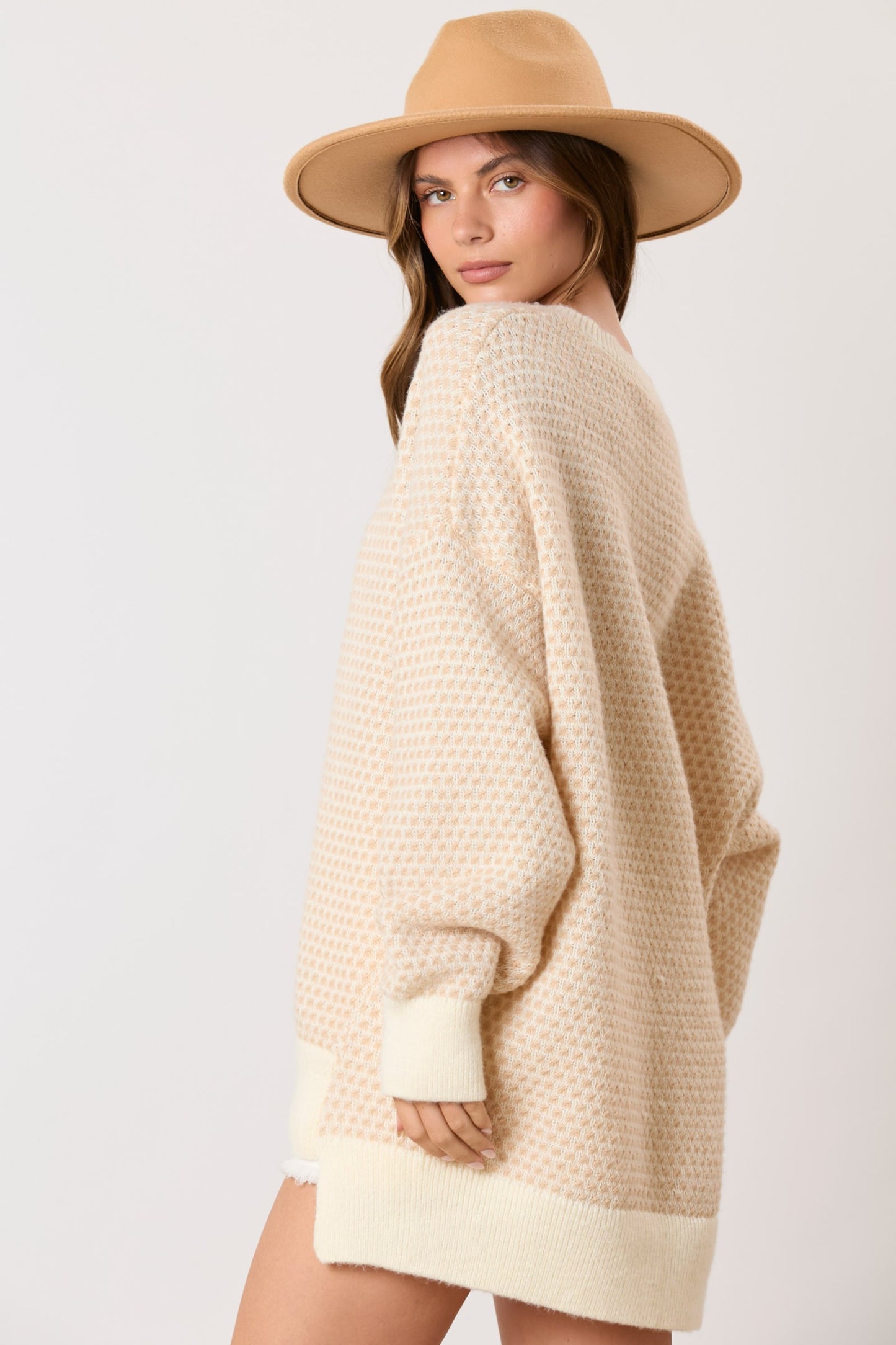 Point Knitting Loose Fit Oversized Sweater
