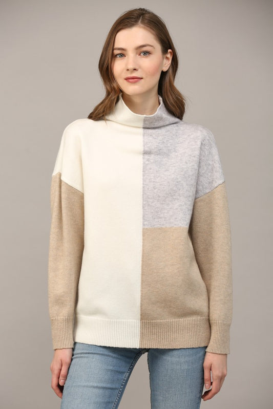 Mock Neck Color Block Sweater | FATE *30A SEPT PREORDER