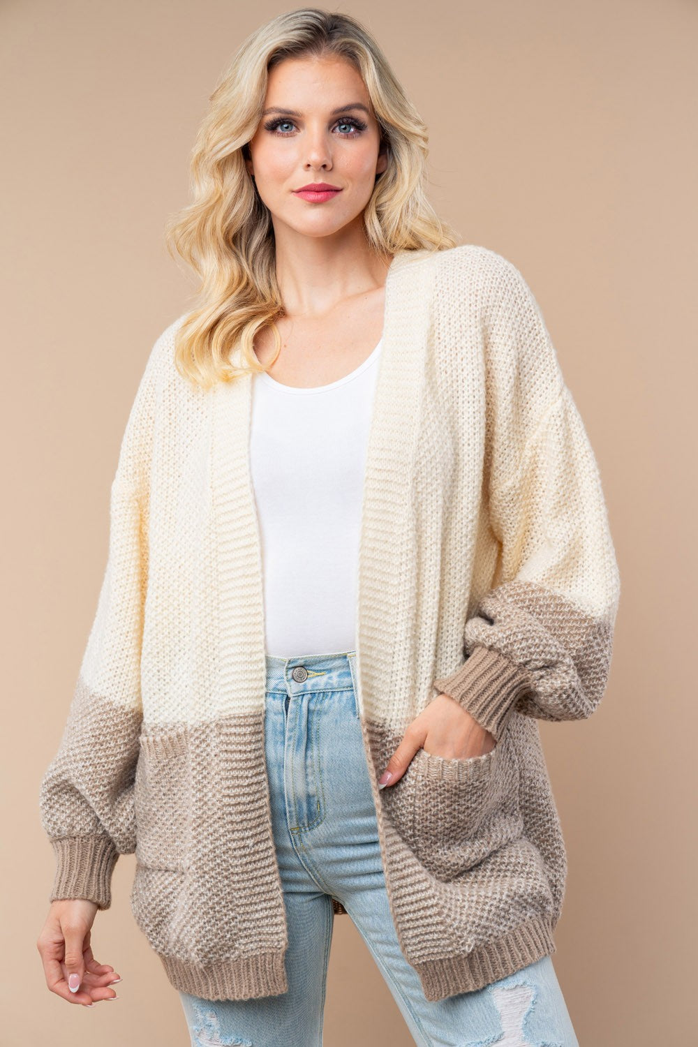 Time for Hot Cocoa Color Block Cardigan