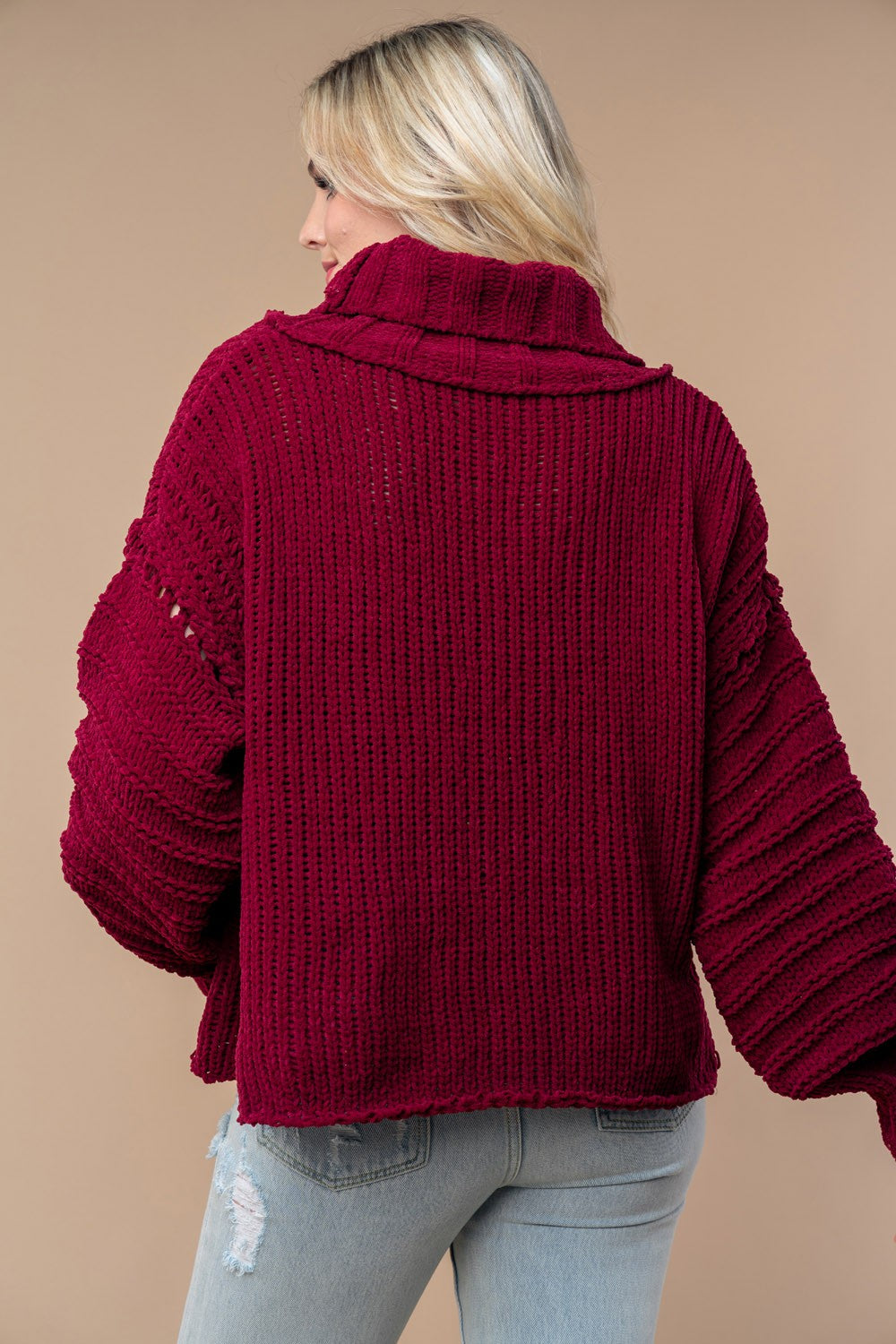 Wine Chunky Knit Sweater