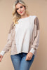 Corded Colorblock Knit Long Sleeve Top