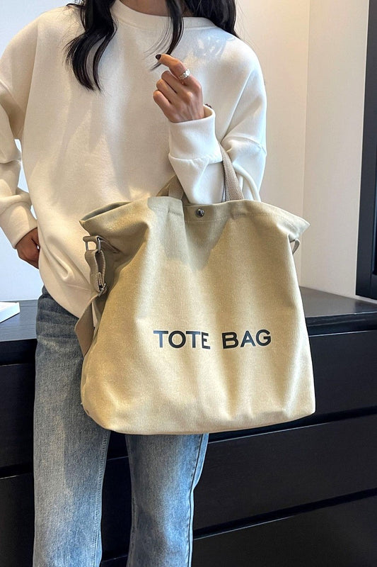 Minimalist Large Capacity Canvas Shoulder Tote Bag (3 COLORS) | ZENANA *LA LIVE PREORDER 1.1