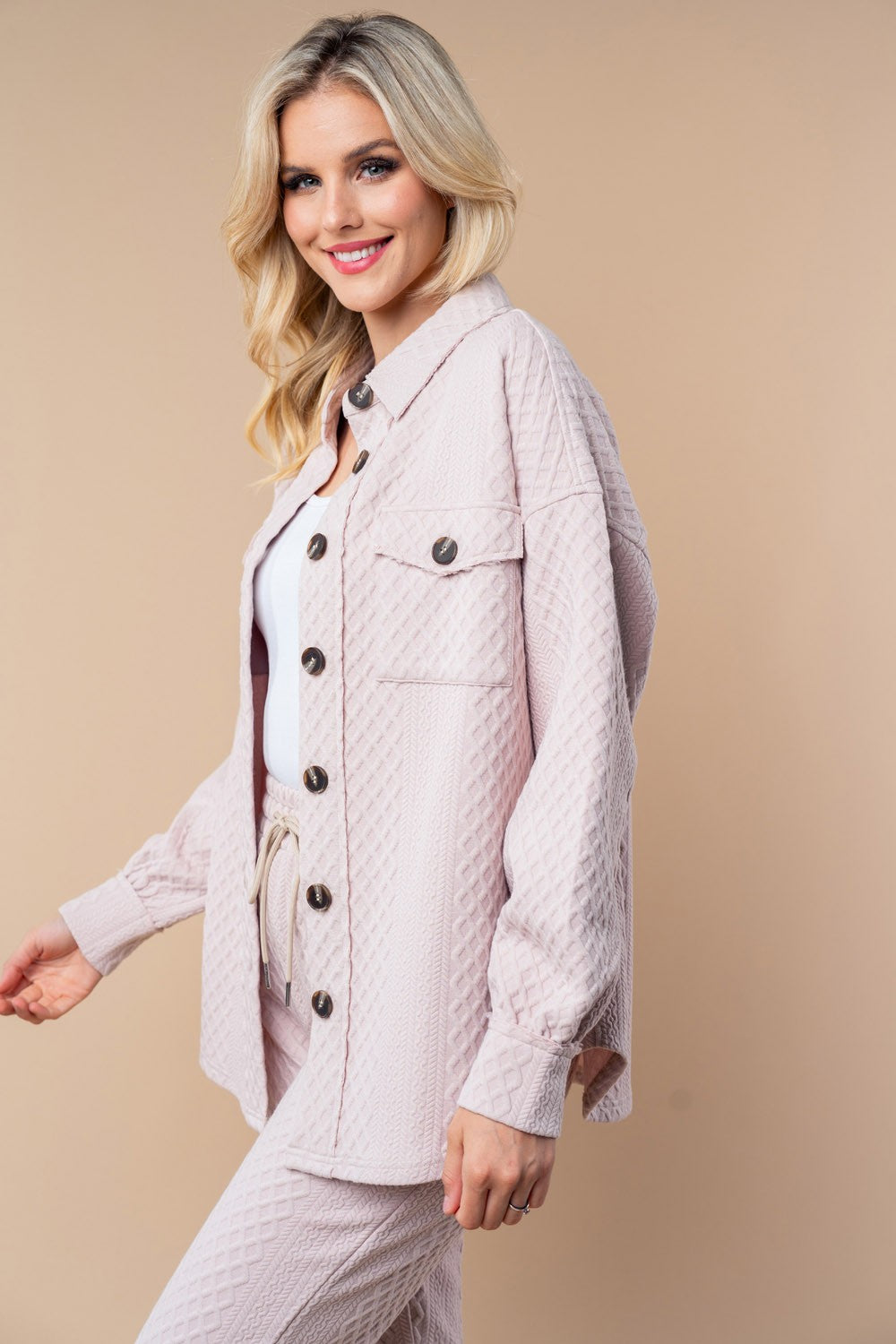 Criss Cross Beige Soft Shacket