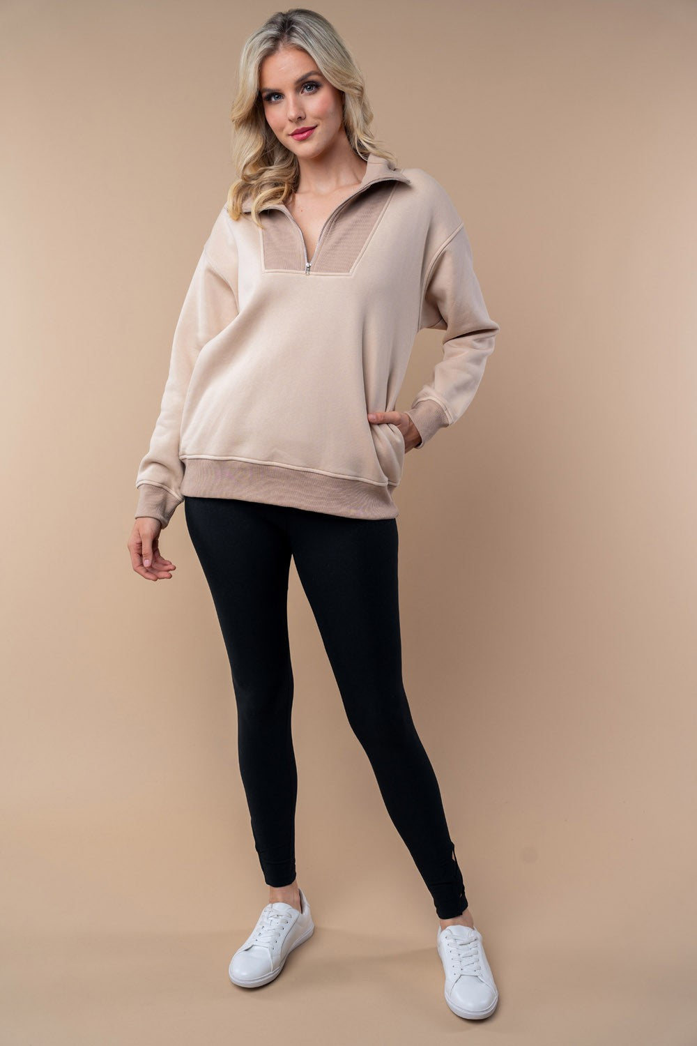 Sand Long Sleeve Knit Top