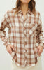 Mocha Plaid Flannel Button Up Shirt