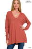 August Breeze Hi Low V-Neck Sweater