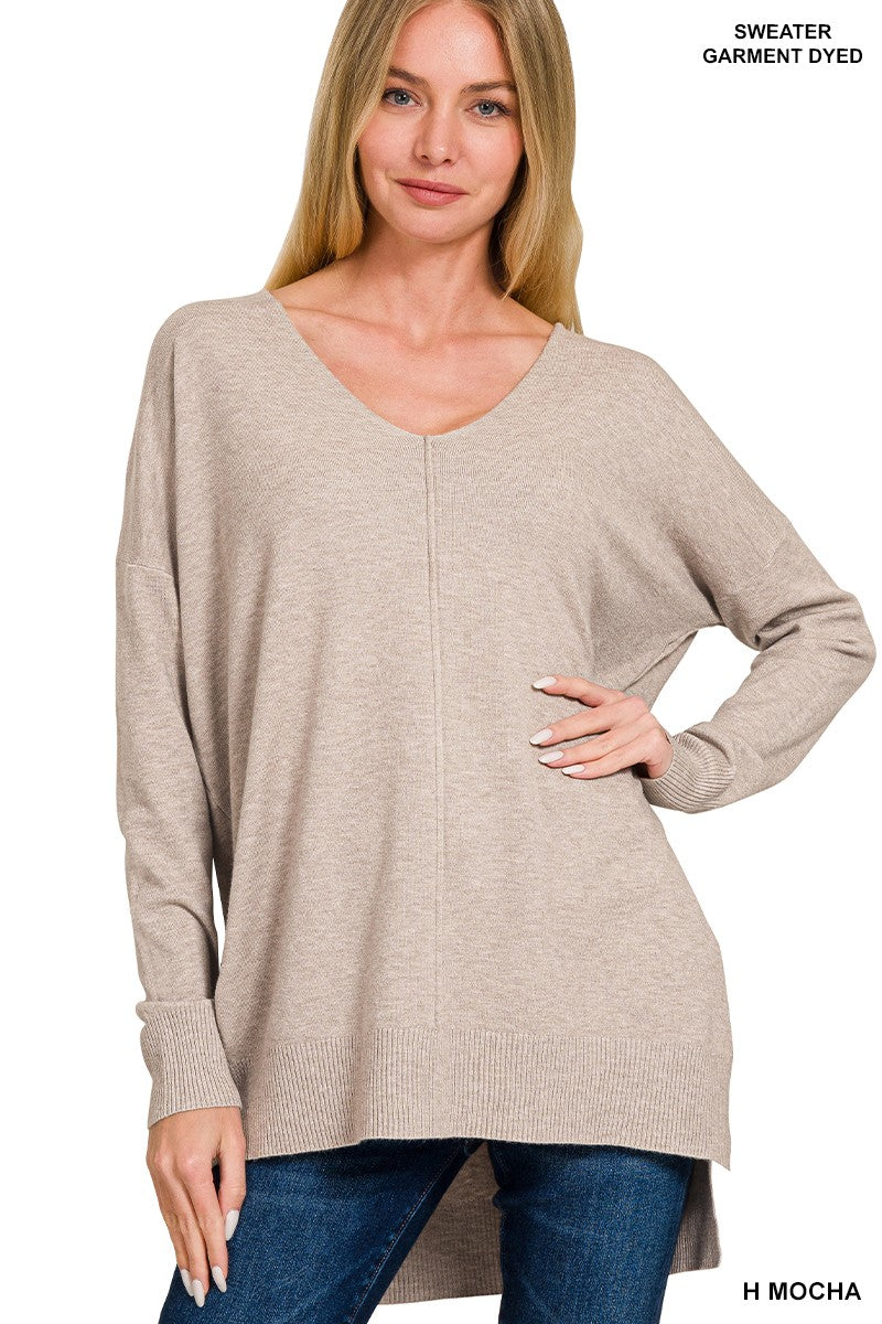 August Breeze Hi Low V-Neck Sweater