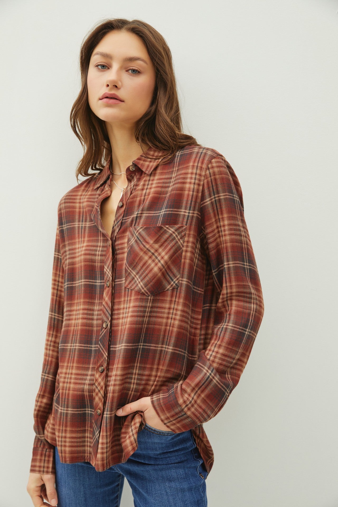 Classic Burgundy Flannel Shirt