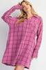 Mocha Plaid Mineral Washed Shirt Dress