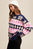 Navy Vintage Pattern Knit Sweater