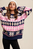 Navy Vintage Pattern Knit Sweater