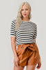 Stripe Pattern Hollow Knit Top* - Final Sale