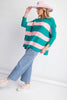 Atlantis Green Striped Knit Sweater Top