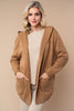 Dark Oatmeal Open Front Hooded Cardigan