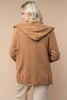 Dark Oatmeal Open Front Hooded Cardigan