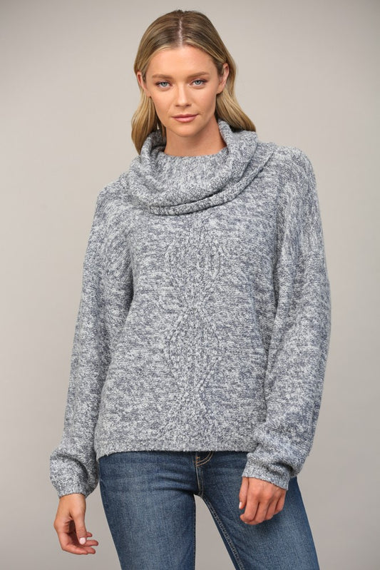 Marled Yarn Cowl Neck Long Sleeve Sweater | FATE *30A SEPT PREORDER