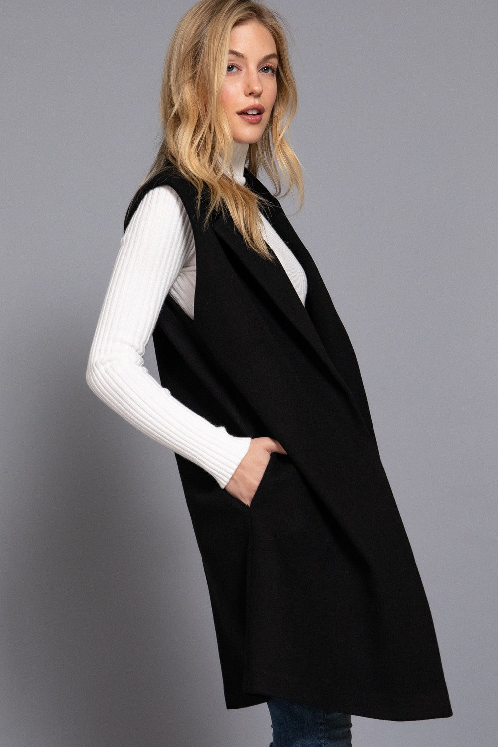 Black Boss Babe Long Vest