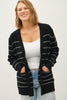 Classic Striped Open Front Cardigan