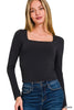 Double Layer Square Neck Fitted Long Sleeve Top dOORBUSTER DEAL