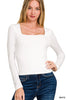 Double Layer Square Neck Fitted Long Sleeve Top dOORBUSTER DEAL