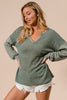 Vintage Olive Hacci Knit Balloon Sleeve Top * -BiBi