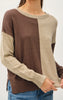 Color Block Basic Round Neck Sweater