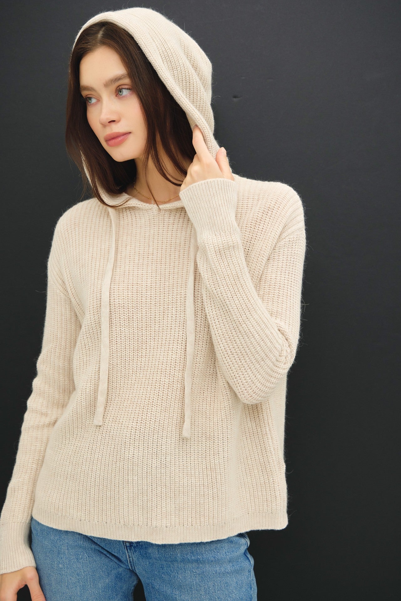 Cozy Waffle Knit Hoodie Sweater