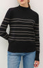 Black Thin Double Stripe Mock Neck Sweater