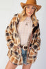 Camel Plaid Fleece Hoodie Jacket