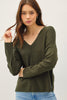 Relaxed V-Neck Sweater w/ Center Seam