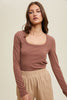 Scoop Neck Ribbed Knit Top