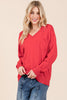 Simple and Perfect Red V-Neck Sweater Top