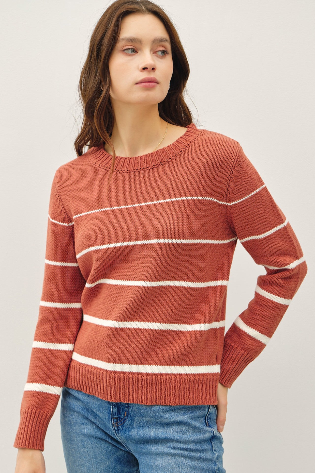 Gradient Striped Crewneck Sweater