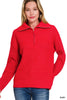 Half Zip High Collard Pullover Sweater (8 COLORS) | ZENANA *LA LIVE PREORDER