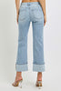 High Rise Ankle Straight Wide Cuffed Denim Jeans | RISEN