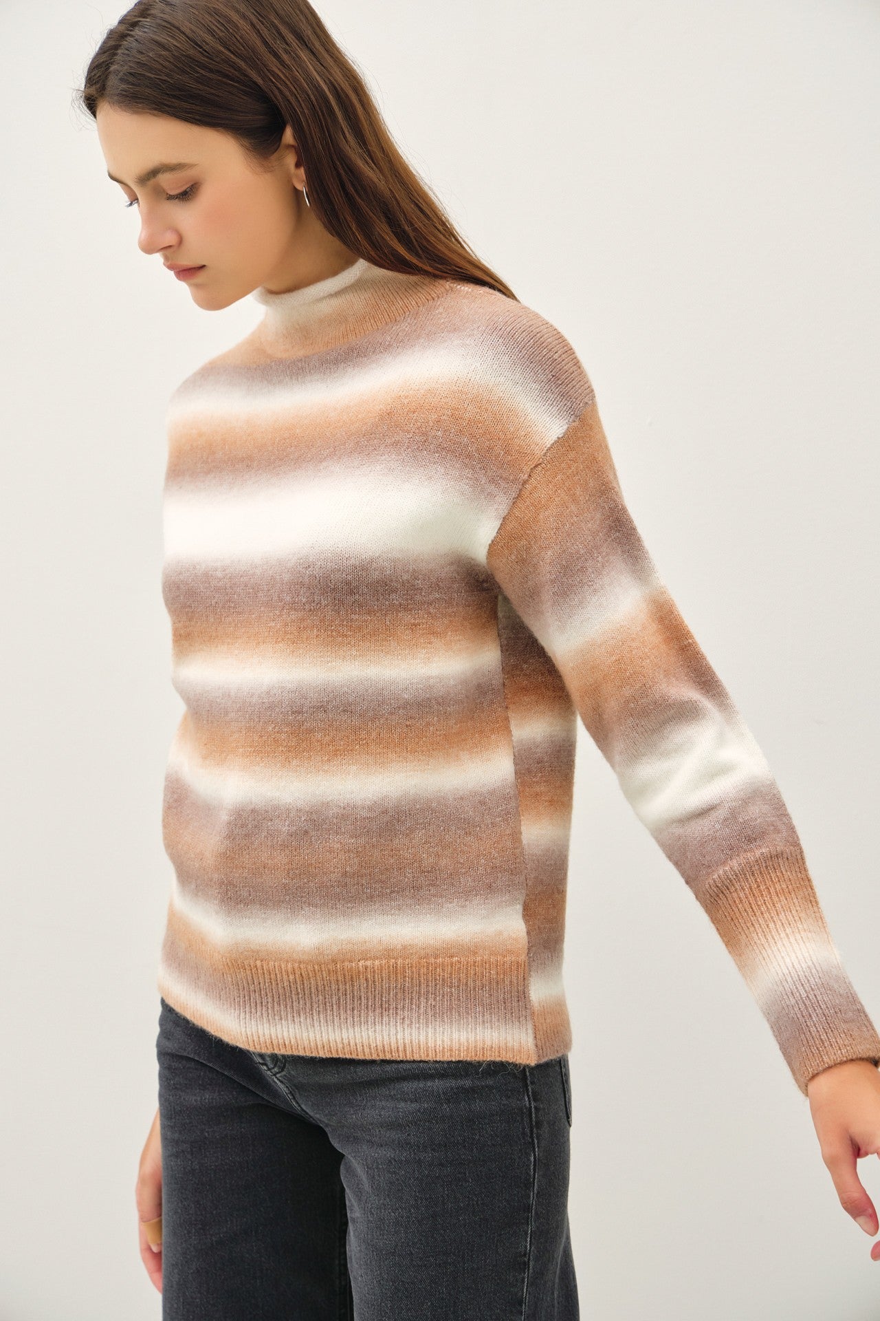 Hazelnut Tonal Gradient Wool Blend Sweater