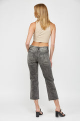 The Ashley Mid Rise Wide Straight Crop Denim Jeans | MICA