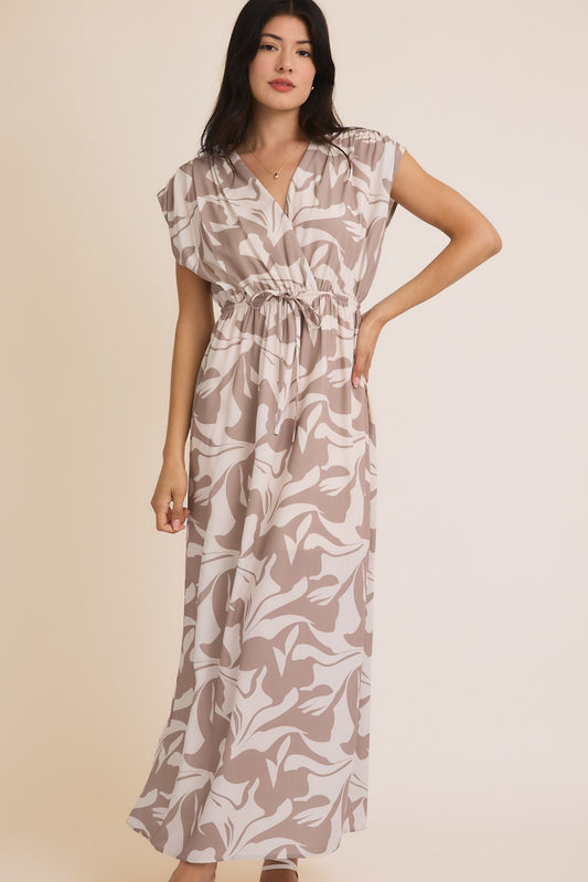 Surplice Sleeveless Abstract Print Maxi Dress | GILL *30A JANUARY PREORDER