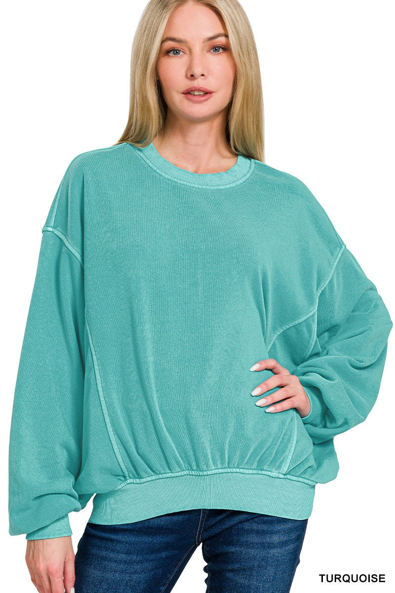 Fleece Pigment Dyed Pullover Top**DEAL - COUPON EXCLUDED