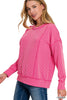 Corded Rib Long Sleeve Round Neck Pullover**DEAL - COUPON EXCLUDED