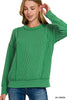 Corded Rib Long Sleeve Round Neck Pullover**DEAL - COUPON EXCLUDED