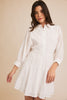 White 3/4 Sleeve Tiered Mini Dress | GILLI