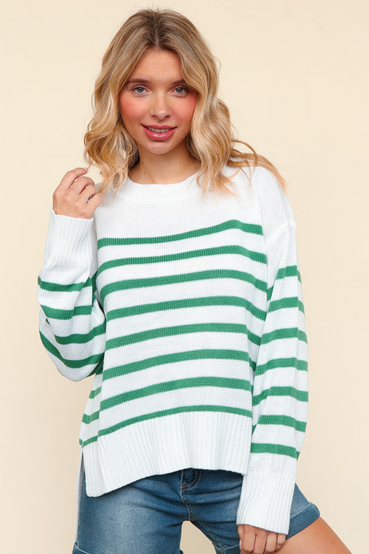 Loose Fit High Low Pullover Stripe Sweater | HAPTICS *NASHVILLE LIVE PREORDER