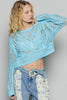 Round Neck Long Sleeve Crochet Top | POL