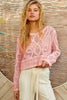 Round Neck Long Sleeve Crochet Top | POL