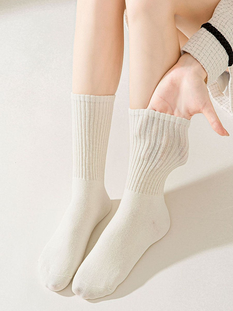 Solid Color Mid-Tube Socks