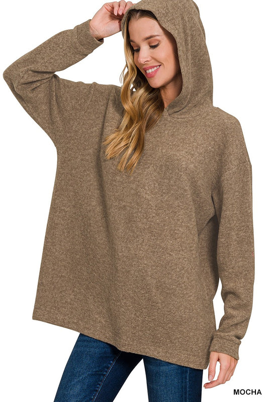 Hooded Brushed Melange Hacci Sweater (6 COLORS) | ZENANA *LA LIVE PREORDER